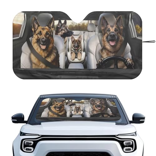 Image of German Shepherd Car Front Windshield Sun Shade Reflect UV Sun and Heat Foldable Car Windshield Sunshades Interior Accessories Sun Protection Universal Vehicle Accessories