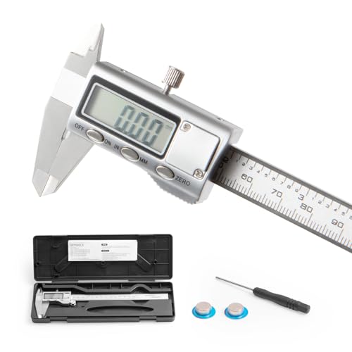 Outil de mesure numérique tout-métal 0-8"/200mm, Étalonnage de micromètre avec fonction d'arrêt automatique, interchangeable entre pouces et millimètres pour le bricolage/maison et 3D Impression