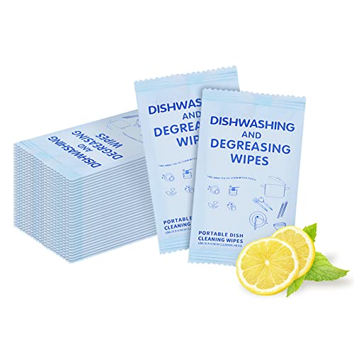 Image of Portable Cleaning Wipes, 200 Count Dish Soap Disposable Wipes, Individually Wrapped Dish Wipe for Travel and Camping Quick Cleaningups