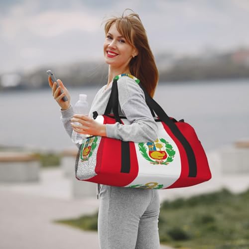 Sac de sport drapeau Pérou avec imprimé résistant et design noir