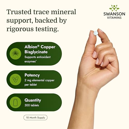 Image of Swanson Copper Tablets, Chelated Copper Supplement, 2 mg, 300 Count