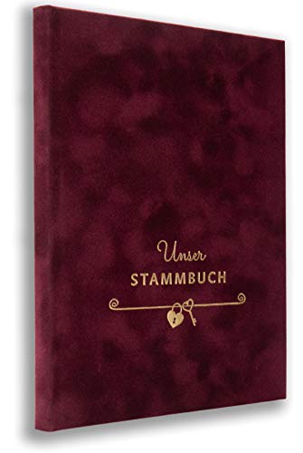 Libro de familia Burdeos Cural para bodas para todos los formatos (clásico, A5, A4), libro de familia con 3 fundas transparentes