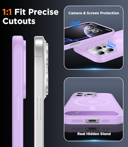 Image of Magnetic Compatible with iPhone 16 Pro Max Case, [Built-in Invisible Kickstand][Compatible with MagSafe][Military Grade Shockproof] Slim Translucent Matte Phone Case for iPhone 16 Pro Max 6.9 inch