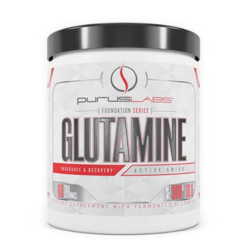 Purus Labs Foundation Series Glutamine | Pure Fermented Glutamine for Recovery, Hydration, Volumization, Health | 60 Servings | Unflavored