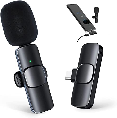 WDIAN Wireless Lavalier Microphones for Android, 2.4Ghz Plug and Play, with Noise Reduction Clip Microphones, YouTube Facebook Live Stream TikTok Vlog Video Recording (Type-C Port)