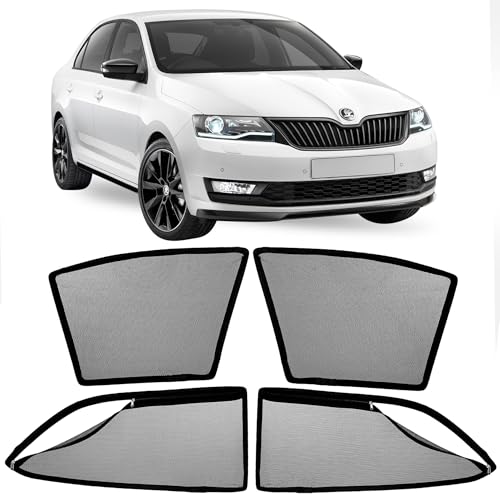 Image of AutoStory Magnetic Car Sunshade for Rapid | Front Half Cut for Mirror Visibility + Rear Full Coverage with Zipper | Heavy Heat & UV Protection | Privacy Side Window Curtains Shades