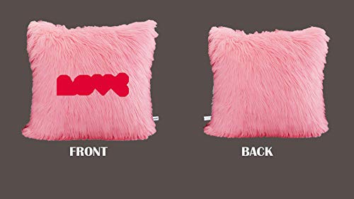 Image of Best Gifts for Birthday /Valentine's Day /Give Thanks with A Grateful Heart Love Quote - Square Shape Fur Throw Pillow Cushion - Home Sofa Decorative 16 X 16 inches (Pink)