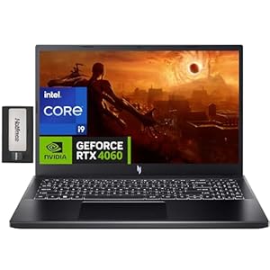 acer Nitro V 15 15.6" FHD IPS 144Hz Gaming Laptop, Intel i9-13900H, 16GB DDR5, 512GB SSD, GeForce RTX 4060 8GB GDDR6, Backlit Keyboard, Wi-Fi 6, Win 11 Pro, Black, 256GB Docking Station Set