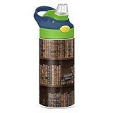 Poeticcity Retro-Bücherregal mit Vintage-Büchern auf Regal, Becher mit...