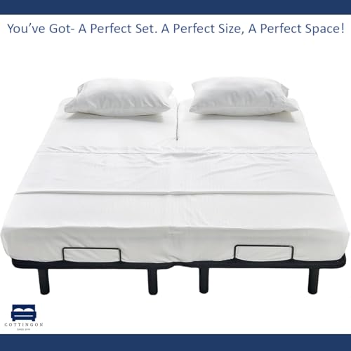 Cottingon 4 Piece Flex Head King Sheet Set, Top 34 Inch Split Sheets for Sleep Number Adjustable Beds, Soft Breathable 100% Egyptian Cotton, Fits Upto 16" Deep Mattress 78"X80"+ 34", White by Cottingon - Image 7