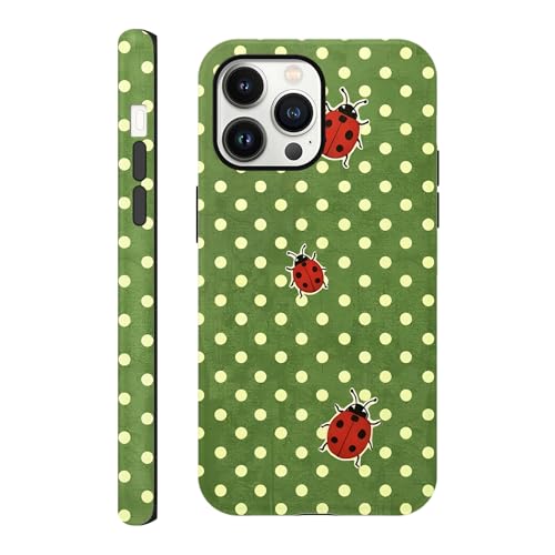 lioscre Cute Green Ladybug Polka Dot Phone Case for iPhone 13 Pro Max 6.7"