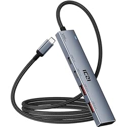 ICZI USB C Hub, 10Gbps 4 in 1 USB 3.2 Adapter with 2 USB-C & A 3.2 4FT Cable, 4 Ports Splitter Extender for MacBook Pro/Air, iPad Pro, iPhone 15/15 Pro Max, Surface, PC, Laptops