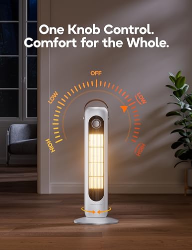 Outdoor Heaters for Patio, 350Sq.ft 1S Heating, 1500W PTC Ceramic Electric Patio Heater, Overheating & Tip-Over Protection, 70° Oscillating Space Heaters for Indoor Use Large Room, 4 Modes, Ivory