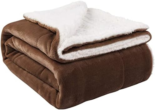 NANPIPER Sherpa Blanket Twin Thick Warm Blanket for Winter Bed Super Soft Fuzzy Flannel Fleece/Wool Like Reversible Velvet Plush Blanket (Brown Twin Size 60"x80")