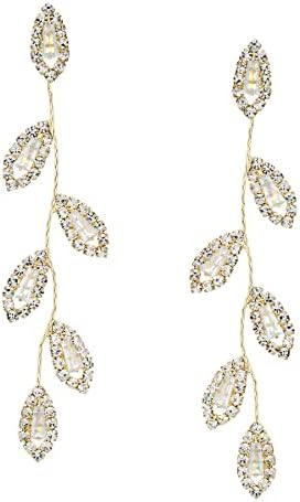 SWEETV Crystal Wedding Earrings for Brides, Bridesmaid, Bridal Earrings for Wedding, Fancy Cubic Zirconia Rhinestone Dangling Earrings for Women Prom Party Jewelry Gifts, Silver