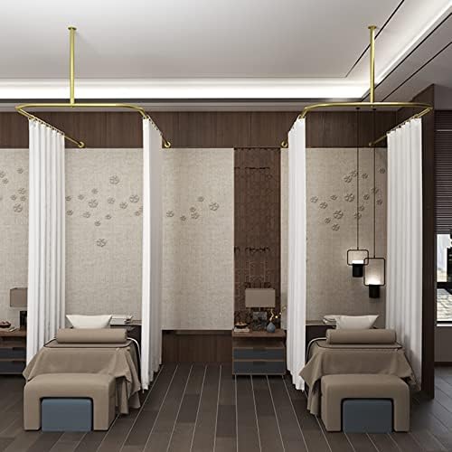 U Type Move Track Curtain Kit Chiffon Shading Privacy Protect Partition with Metal Bracket Detachable Customizable (Color : Gold Size : 150X90X240CM) (Gold 180X120X240CM) — 사진 2