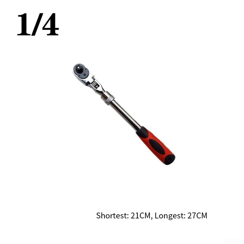 Llave de trinquete retráctil de 72 dientes con mango extensible para liberación rápida y cambio automático de dirección, herramienta manual de metal rojo para reparación de automóviles en el hogar, 1