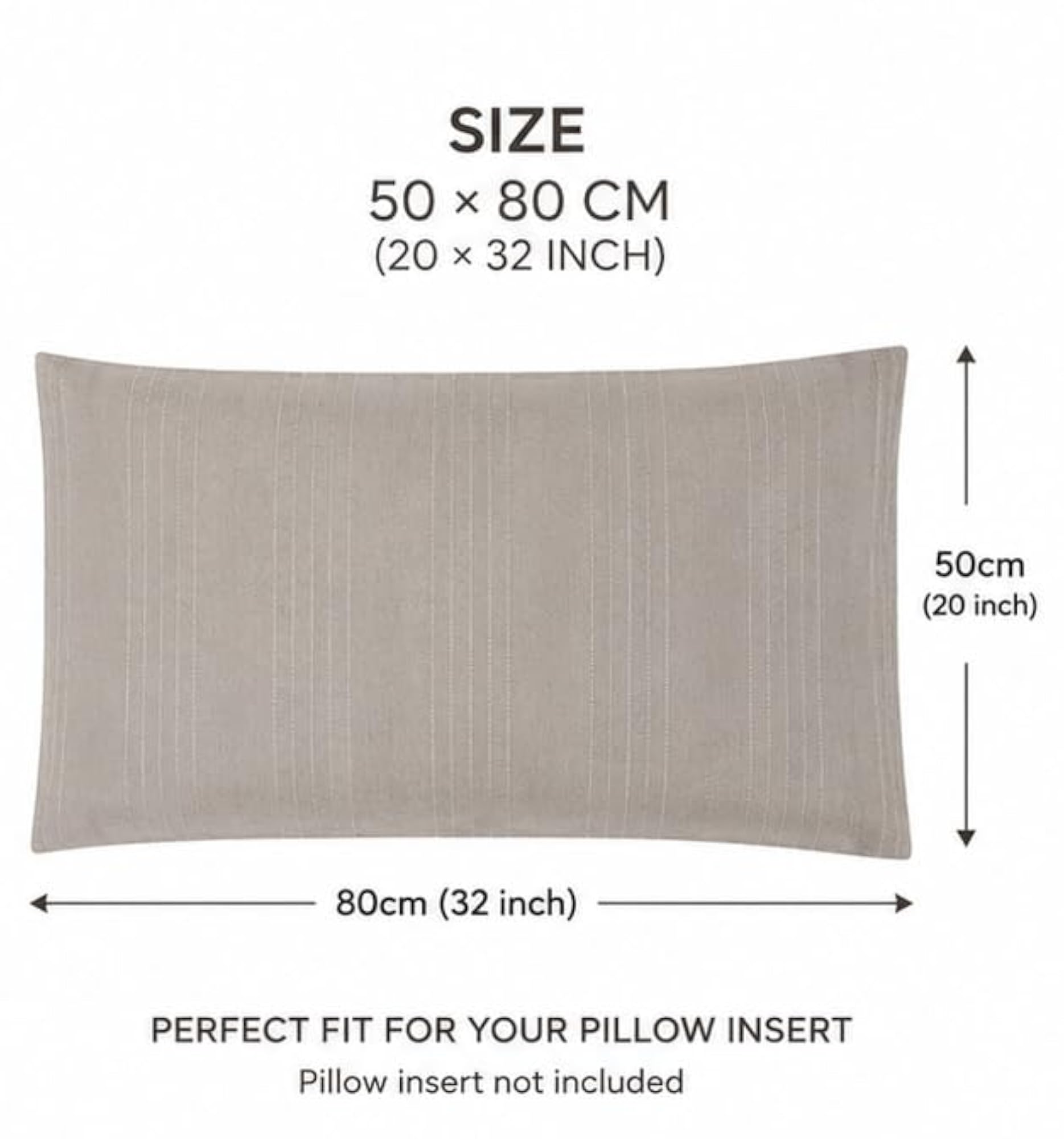 Beige Decorative Pillow Cover with Zipper Closure