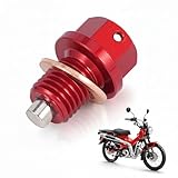 JFG バイク マグネティック オイルドレンボルト 強力磁石 鉄粉採取 M12x15-P1.5 アルミ製 適用車種: ハンターカブ125 (CT125) モンキ125 (MONKEY125) クロスカブ CC110 CRF250L CRF125F YZ250/X セロー250（SEROW250） WR250R/X など 汎用 オートバイ マグネットドレンボルト ‐ レッド