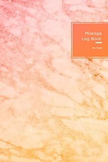 Mileage Log Book For Taxes: Pocket size car mile tracking logbook for tax deductable business driving expense tracking | Red and orange marble cover