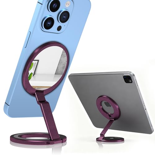 Aioopro Phone Stand for Magsafe with Mirror [2-Sided 4200gf Strongest Magnetic] 300 Folding Portable Phone Ring Holder Grip for Desk, Phone Holders for Your Car Accessories for iPhone/Android/Tablets - image 1