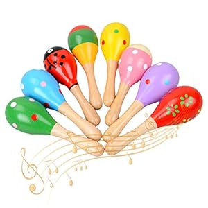 8 stuks houten maraca, gekleurd hout rammelaar zand hamer ei shakers muziek percussie speelgoed voor kinderen peuters…