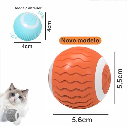 Bola Inteligente Brinquedo Interativo Para Gato Pet Silicone Giratória 360º Yoyo (Laranja)