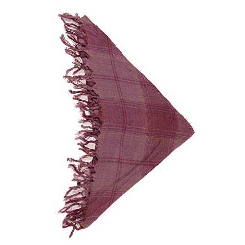 Lenço Triangular Xadrez Rosa c/Franja Viscose 150x95x95cm