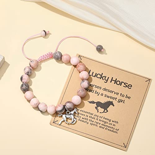 MIXJOY Pink Natural Stone Braided Bead Bracelet for Teen Granddaughter Daughter Niece, Jewelry Gifts for Birthday Cute Stuff Trendy Things3