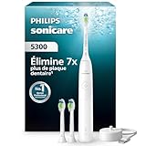 Philips Sonicare 5300   Brosse à dents électrique sonique avec 2 niveaux d'intensité, Alerte de pression, EasyStart, SmarTimer et BrushPacer, Blanc, modèle HX7108/04 [Nouvelle technologie]