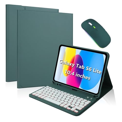 Funda con teclado para Galaxy Tab S6 Lite P615 con luces led y soporte multiángulo 2