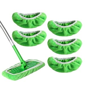 AmaVins Reusable Microfiber Mop Pads Compatible with Swiffer Sweeper Mop, Wet and Dry Flat Swiffer mop Cover, 5 Pack Washable Swiffer Pads for Surface/Hardwood Floor Cleaning (Mop is Not Included)