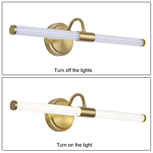 Yumcrelect Led Picture Light Fixtures 22.83 Inches, Modern Metal Artwork Wall Lamps With Single Arm,20W Hardwire Connection Non-Dimmable 4000K Neutral Light Golden-Like Brass Finish #TOP3