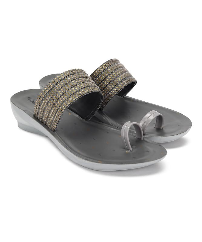 PARAGON PUK7014L Womens Grey Sandals | Stylish Slip on Flat Sandals with Cushioned Soles | Comfortable Everyday Sandals for Outdoor Use (B0CJRDGHKM) Amazon Price History, Amazon Price Tracker
