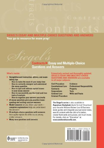 Siegel's Contracts: Essay And Multiple-Choice Questions & Answers, 5Th Edition #TOP1