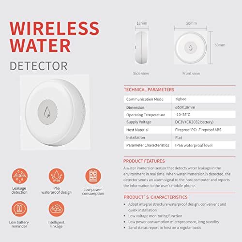 Mookeenone Water Level Sensor Zigbee Water Leak Sensor Smart Leaking Alarm Immersion Monitoring Smart Home #TOP1