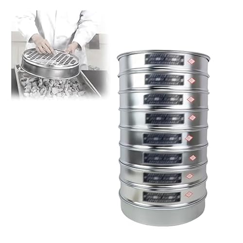 Stainless Steel Gravel Sieve Set ? 10-Piece Lab Test Sieve, 30cm Diameter with Square Hole Aperture, Includes Bottom & Cover, fo