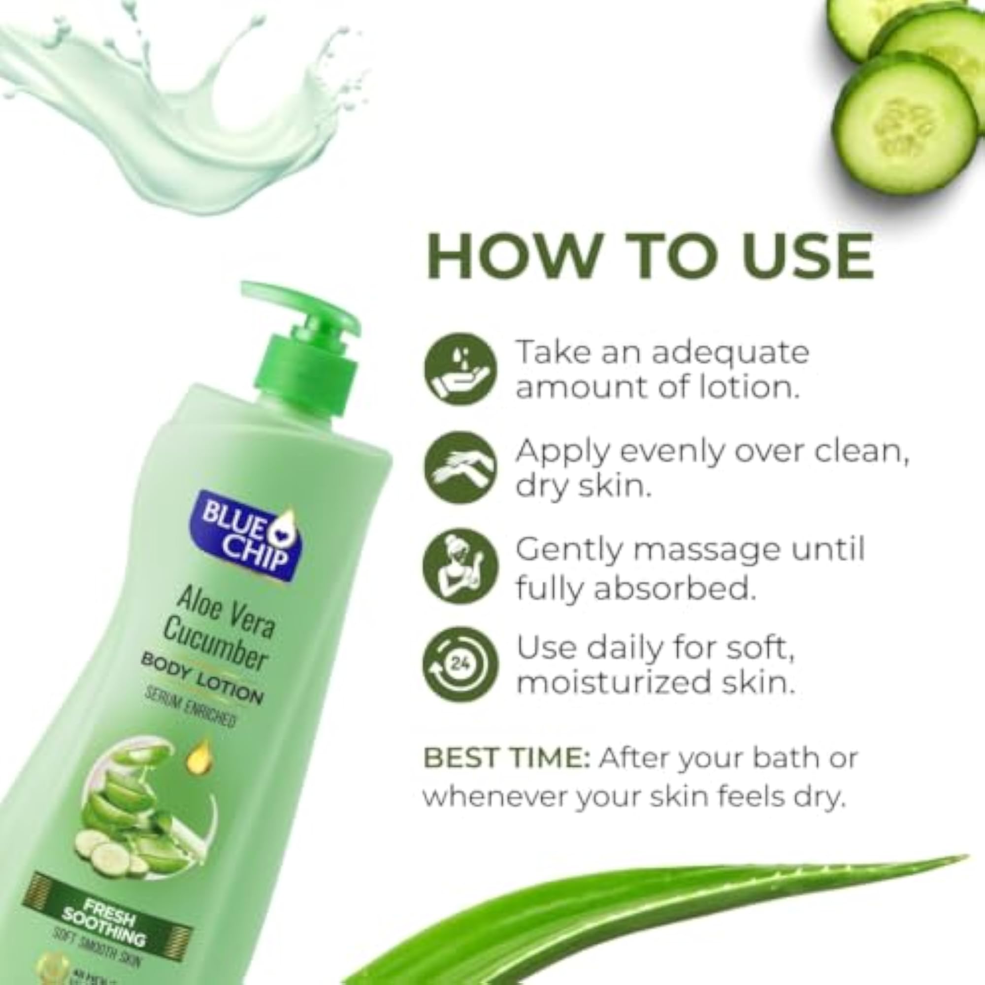 Aloe Vera Cucumber Body Lotion, Long-Lasting Hydration