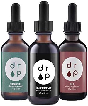 Drop Supplements Organic Trace Minerals Electrolyte Drops, Vitamin D3 Drops and Vitamin B12 2500 mcg 2 oz Liquid Drops Bundle