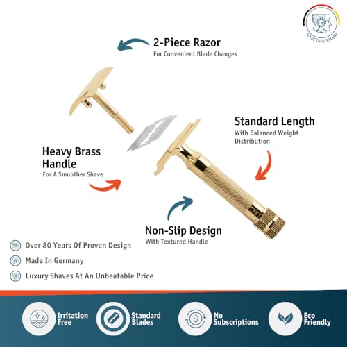 Image of Merkur Classic 2-Piece Double Edge Safety Razor Gold Plated, 1 Count