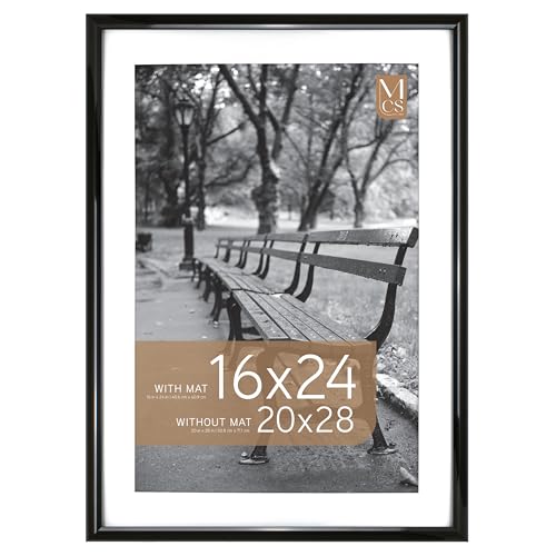 Image of MCS Trendsetter Poster Frame With Mat Option, 20x28 Matted to 16x24, Black | Trendsetter Poster Frame For Photos, 20x28 Inch, Displays 16x24 Inch Matted Or 20x28 Unmatted, Black, 1-Pack