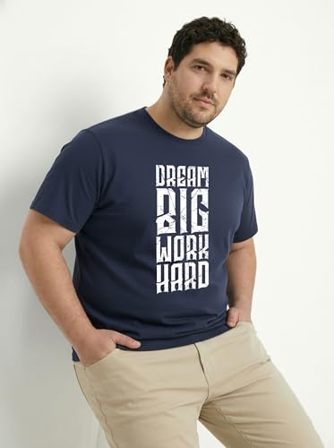Image of Toodlegram Cotton Printed T-Shirt for Plus Size Men Round Neck Casual