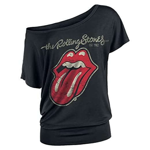 Rolling Stones The Plastered Tongue Mujer Camiseta Negro S 95% Viscosa, 5% elastán Regular