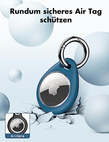 UNBREAKcable AirTag Anhänger, 4er Pack AirTag Schlüsselanhänger Schutzhülle, Air Tag Silikon Kratzfest TPU-Hülle, Keyring Abdeckung Case Cover für Schlüssel, Tasche, und Hund