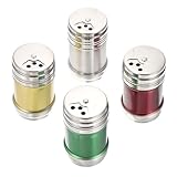 BIUDECO 4 Stück Edelstahl Gewürzglas Kleiner Salzstreuer und Pfefferstreuer Korrosionsbeständig und Hitzebeständig Multifunktionale Gewürzbehälter für Küche und Picknick