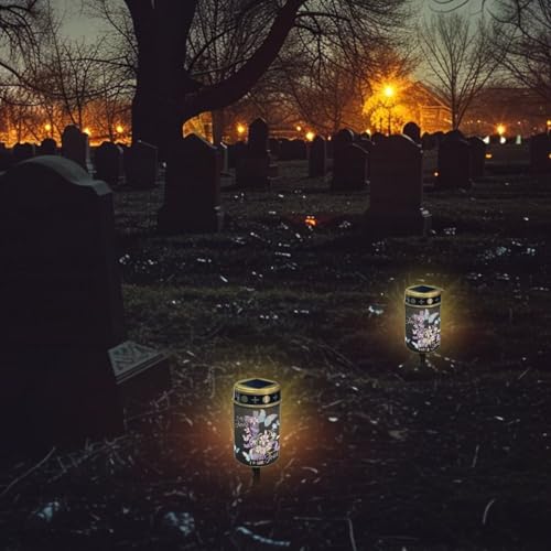 Image of Cross and Lily Flower Light for Prayer Cemetery Solar Lights for Grave Cemetery Decor Candle Lamp Waterproof Solar Power Light Eternal Lights for Graves Cemetery Memorial Gift 2 PCS