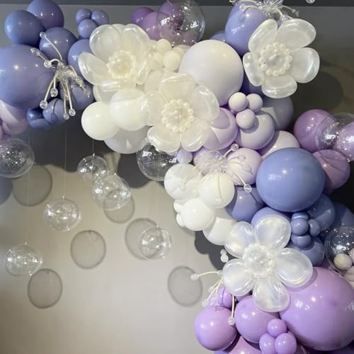Image of Voircoloria 90pack Pastel Purple Balloons Different Size 18 /12 /10 /5 Inch Pastel Purple Balloon Garland Arch Kit for Graduation, Wedding, Birthday, Baby Shower, Anniversary, New Year Party Decorations