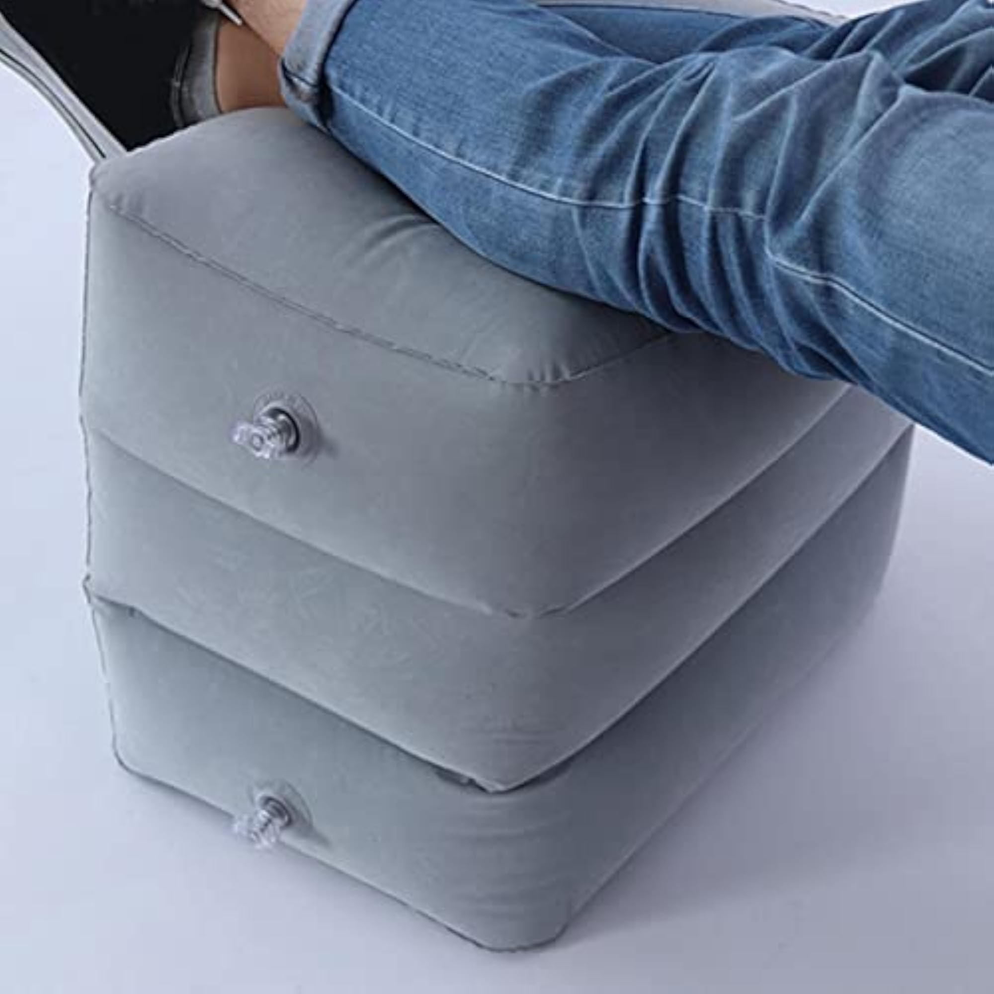 Inflatable Foot Rest Pillow for Travelling, Light Gray