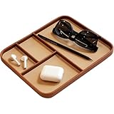 Bandeja de Valet para Hombres, Elegante Bandeja de Cuero de PU con Rejilla, Aniversario de Cuero para él, Reloj, Llaves, teléfono, Billetera, Monedas, Joyas, Accesorios de habitación para Hombres, jo