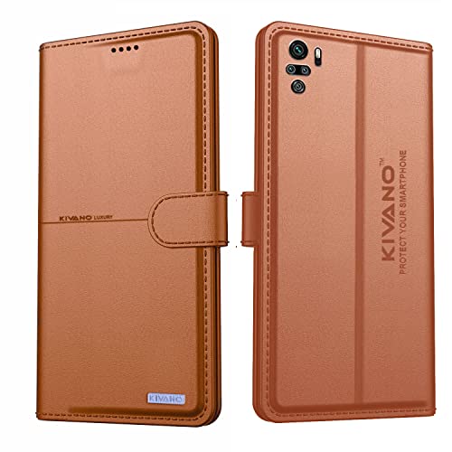 Image of KIVANO Professional Series Wallet Case for Xiaomi Redmi Note 10S | Luxurious Design | Handcrafted Unique | Premium | PU Leather Flip Cover | Card Slots | Coffee